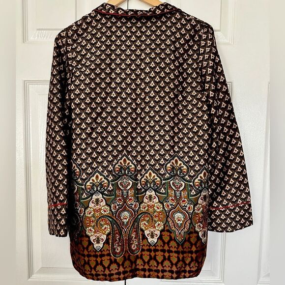 Zara Top Satin Blouse Geometric Print Shirt Size S • NEW WITH TAGS • - Picture 5 of 10